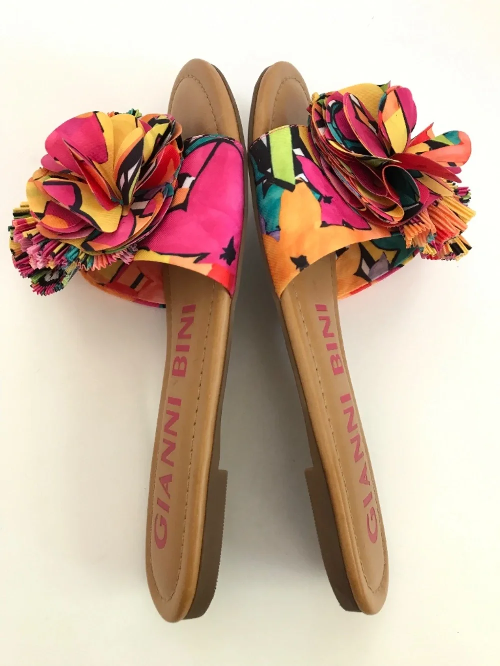 GIANNI BINI Zaven Floral Ruffle Slide Sandals Size 7 Colorful - Picture 9 of 12